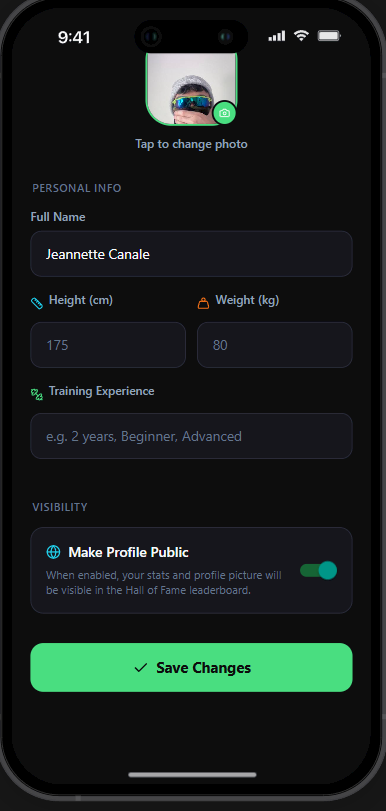 Athlete Profile Screen